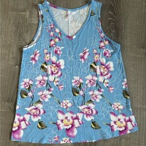 Floral Blue and Pink Tank Top